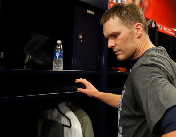 Tom Brady of the New England Patriots reacts in the locker room after defeating the Atlanta Falcons during Super Bowl 51 at NRG Stadium on February 5, 2017 in Houston, Texas.