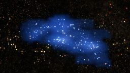 An international team of astronomers using the VIMOS instrument of ESO's Very Large Telescope have uncovered a colossal structure in the early Universe. This galaxy proto-supercluster — which they nickname Hyperion — was unveiled by new measurements and a complex examination of archive data. This is the largest and most massive structure yet found at such a remote time and distance — merely 2 billion years after the Big Bang. This visualization shows Hyperion and is based on real data.