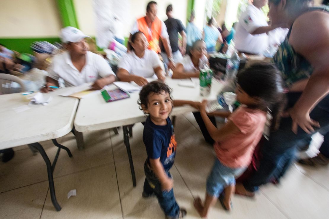 Carlitos, 3, in the safety of a shelter on the Mexican side of the border.