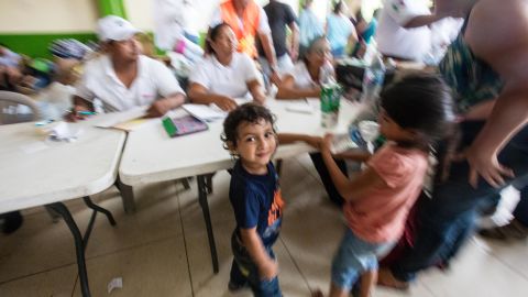 Carlitos, 3, in the safety of a shelter on the Mexican side of the border.