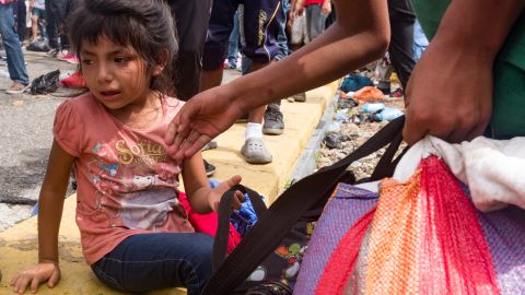Five-year-old Candy became separated from her mother in the chaos when tear gas was fired on the bridge.