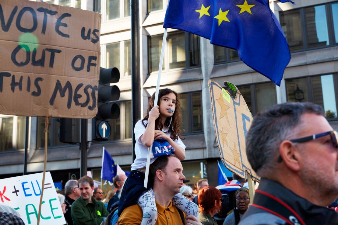 Thousands marched from Park Lane to Parliament Square in what is said to be the largest public protest against Brexit so far on October 20, 2018. 