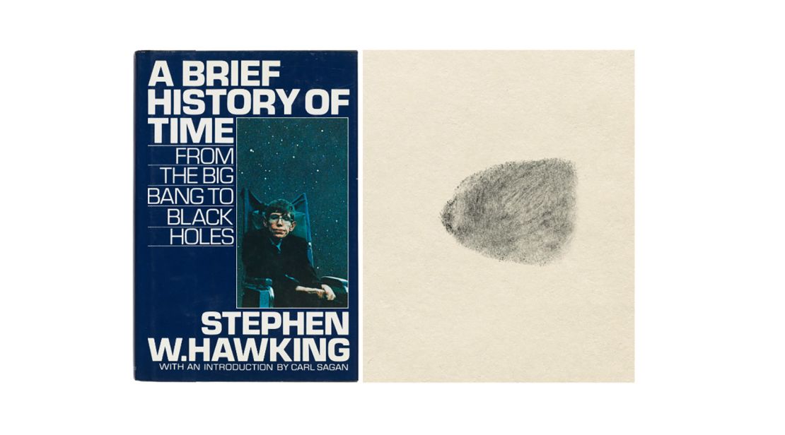 A copy of Stephen Hawking's 'A Brief History of Time' "signed" with his thumbprint raised $89,748 at auction.