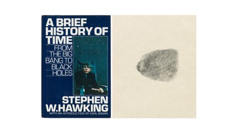 A copy of Stephen Hawking's 'A Brief History of Time' "signed" with his thumbprint raised $89,748 at auction.