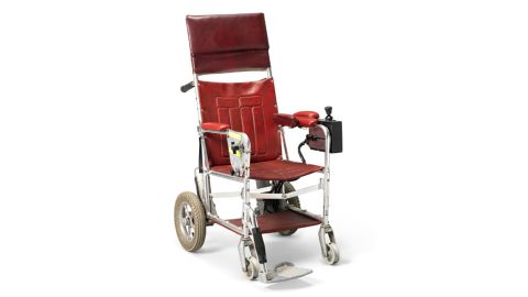 The wheelchair used by Stephen Hawking from the end of the 1980s until the early years of the 1990s, before he became unable to use his hands to drive it.