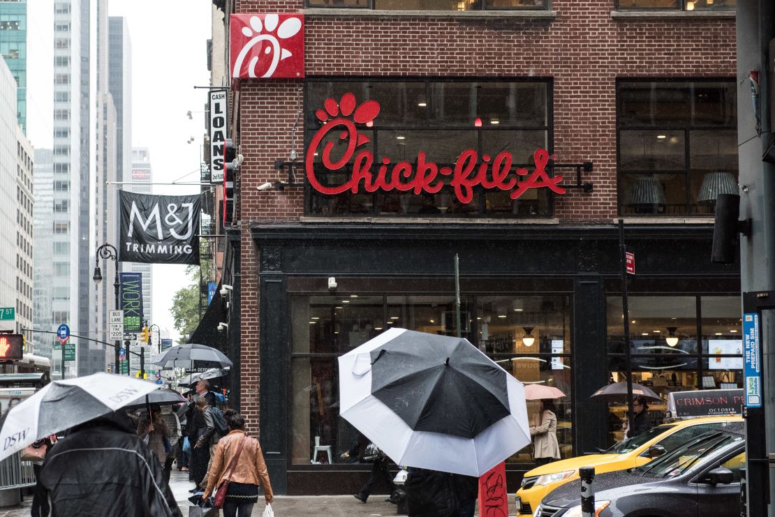 A regular Chick-fil-A restaurant is seen in New York City in 2015. 