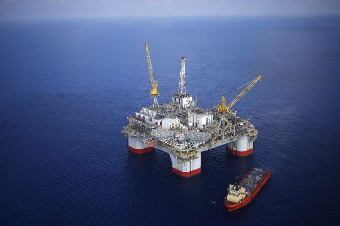 A Deepwater oil platform is shown in the Gulf of Mexico off the coast of Louisiana.