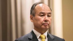Masayoshi Son, chairman and chief executive officer of SoftBank Group Corp., stands ahead of a signing ceremony with Saudi Arabia's Crown Prince Mohammed Bin Salman, not pictured, in New York, U.S., on Tuesday, March 27, 2018. Saudi Arabia has signed a memorandum of understanding with SoftBank for a $200 billion solar power project in the kingdom, calling it the single largest of its kind in the world. Photographer: Jeenah Moon/Bloomberg via Getty Images