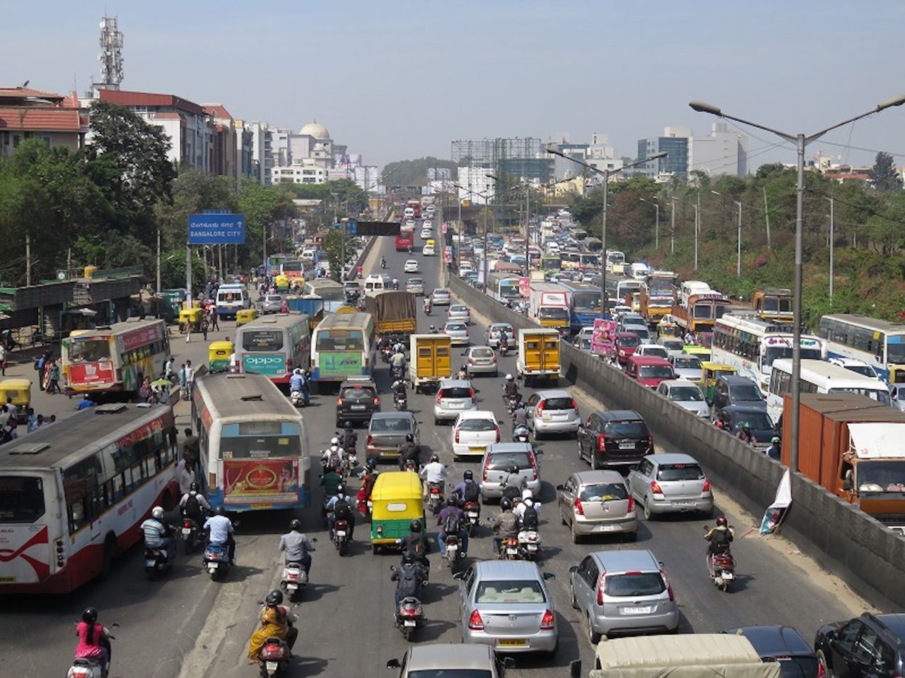 JICA sent teams to Bangalore to assess the traffic and identify sites where an intelligent transport system (ITS) could be installed.  