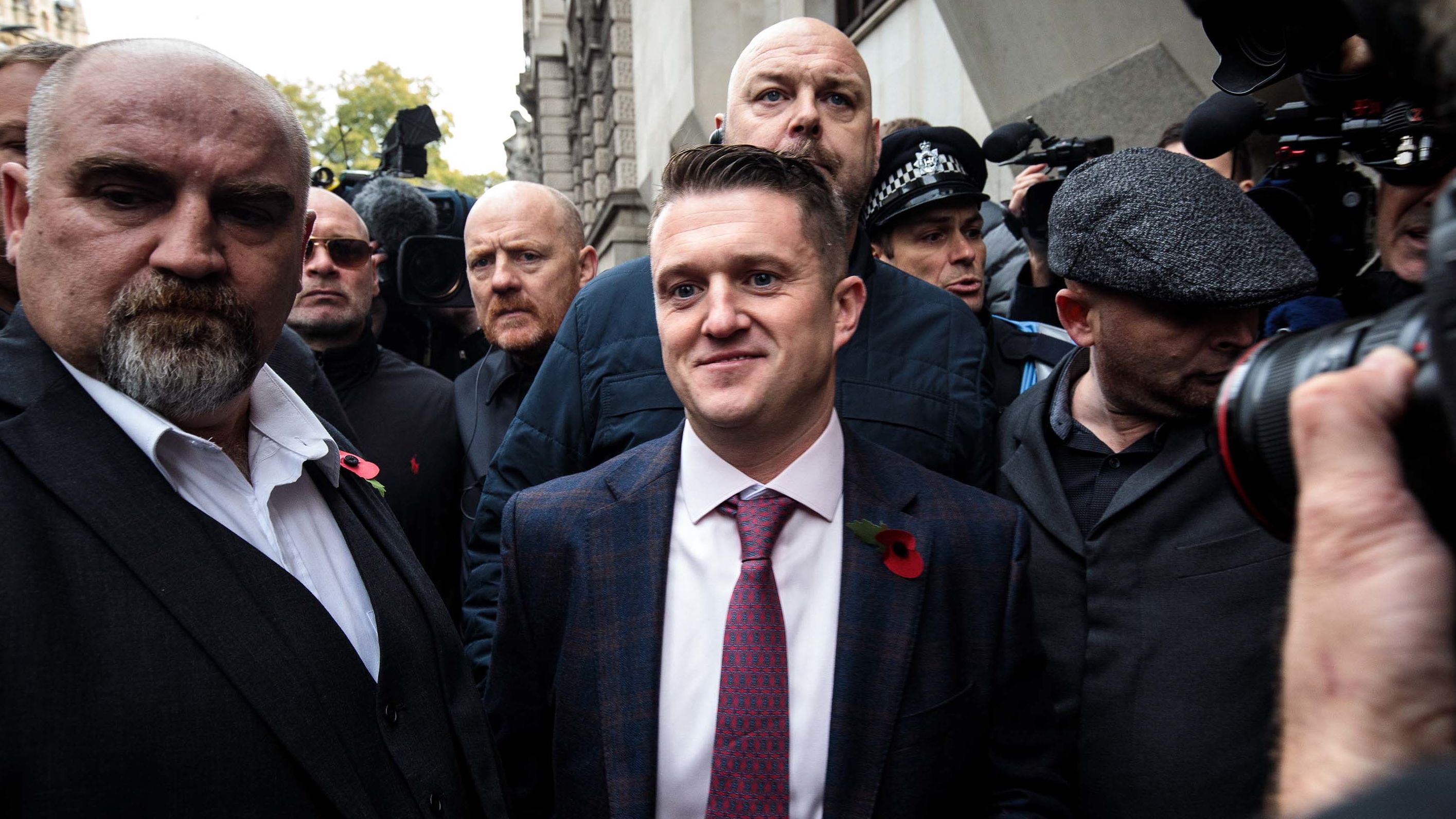Far-right activist Tommy Robinson, whose real name is Stephen Yaxley-Lennon, pictured outside the Old Bailey court in October.