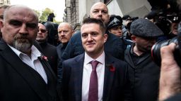 LONDON, ENGLAND - OCTOBER 23: Far-right figurehead Tommy Robinson, real name Stephen Yaxley-Lennon arrives at the Old Bailey on October 23, 2018 in London, England. The Former English Defence League leader and British National Party member is facing a re-trial on charges of contempt. (Photo by Jack Taylor/Getty Images)
