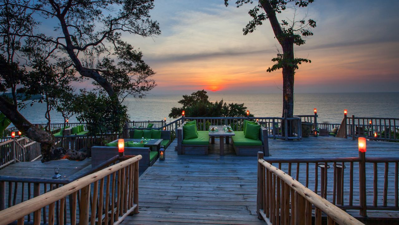 <strong>The View bar:</strong> "There are so many great spots at Soneva Kiri," says Antunes. "Watching the sunset whilst sipping a great rosé at the View bar is lovely. 