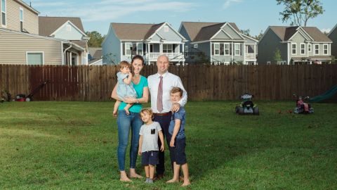 The Lanternaris with their three kids, Maya, 1; Yanay, 3; and Daniel, 6, at a friend's house in Charleston.
