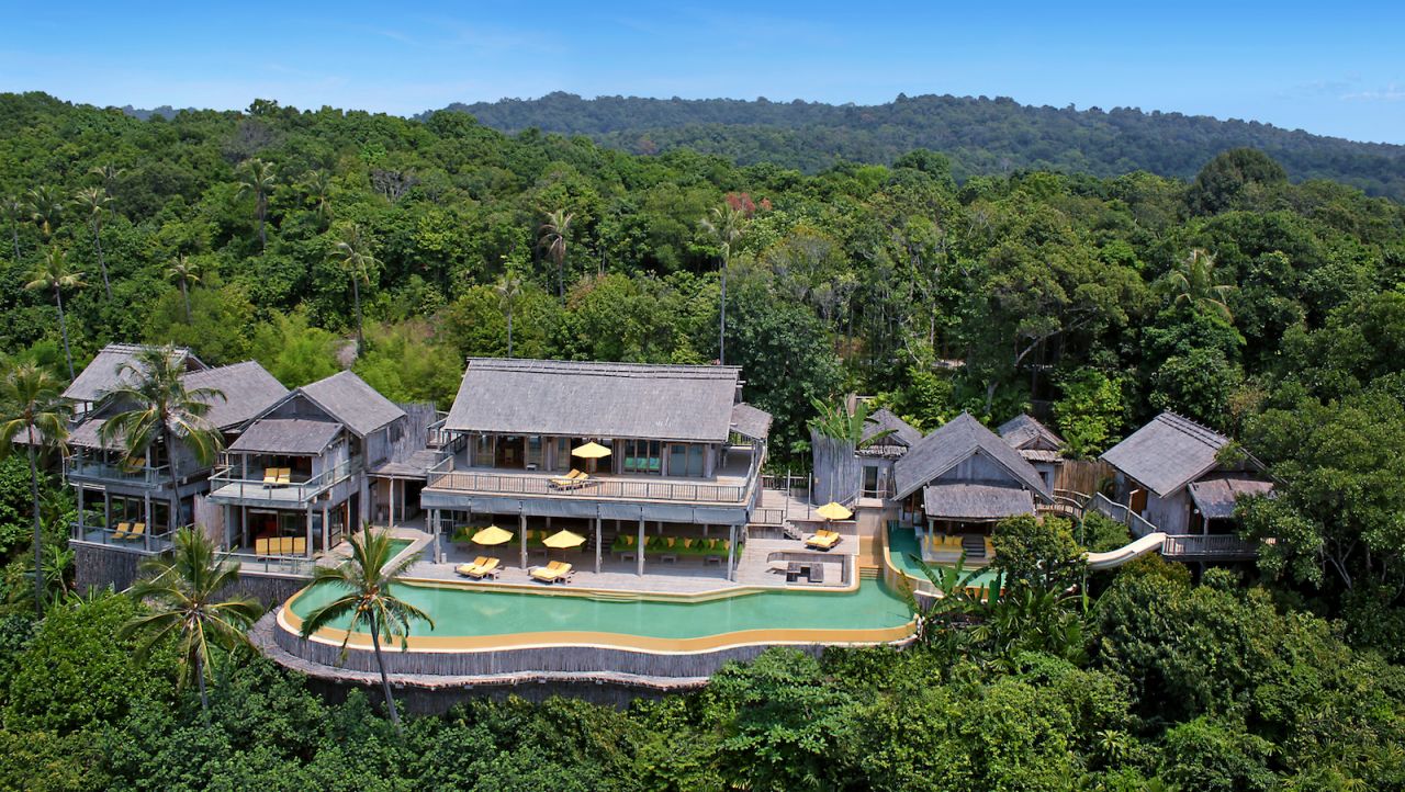 <strong>Ultimate family retreat: </strong>Soneva Kiri's six-bedroom ocean view villa Includes a children's tree house, outdoor bathrooms, private pool, kitchen, dining table, spa treatment area, gym, water slide and a games room with snooker table and table tennis. 