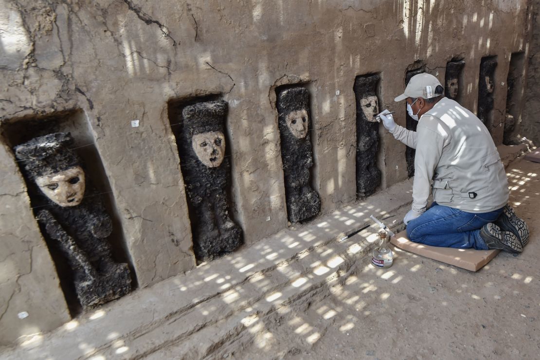 These intricate sculptures were recently discovered at the ancient archaeological site of Chan Chan in Peru.