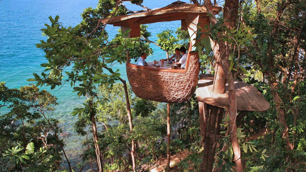 <strong>Dinner in the sky: </strong>The tree pod can be booked for breakfast, lunch, dinner and high tea. Diners are raised 60 feet into the air and food is delivered by zipline. 