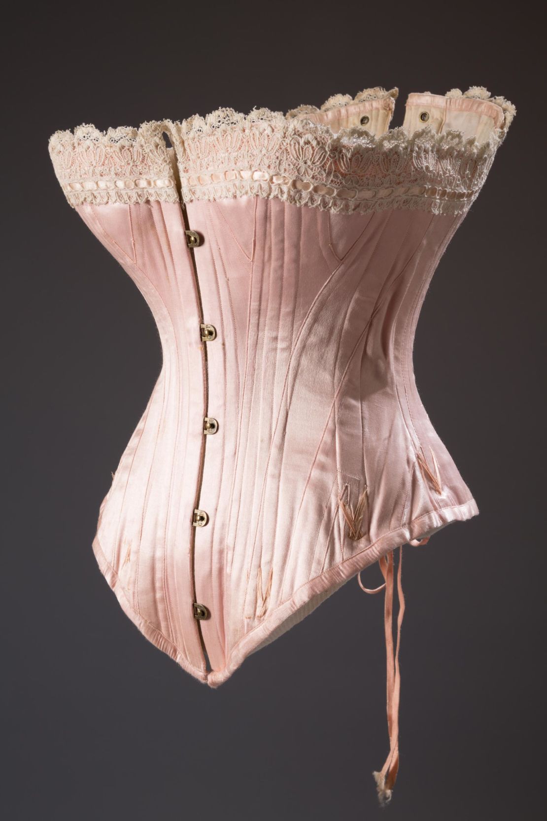 A pink corset dating back to 1880s America.