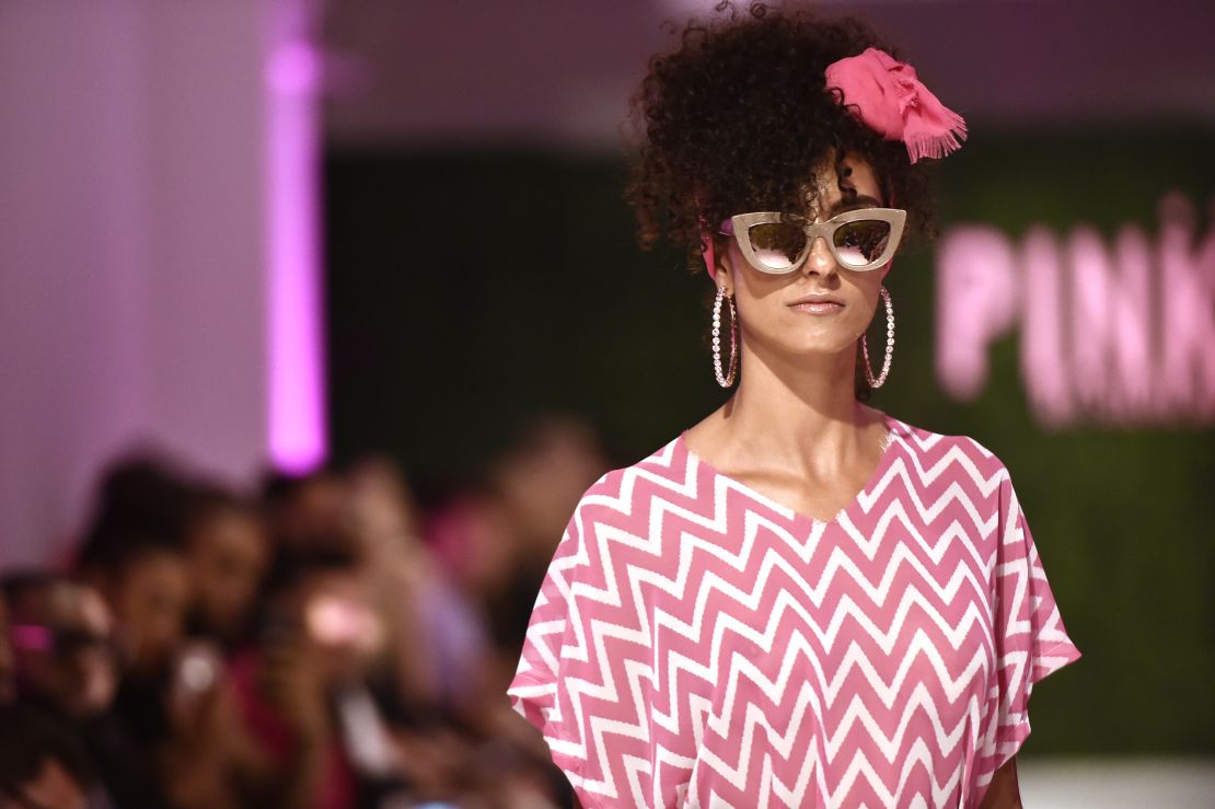 A model walks the runway at Steve Boi Presents "Pink" show during New York Fashion Week.