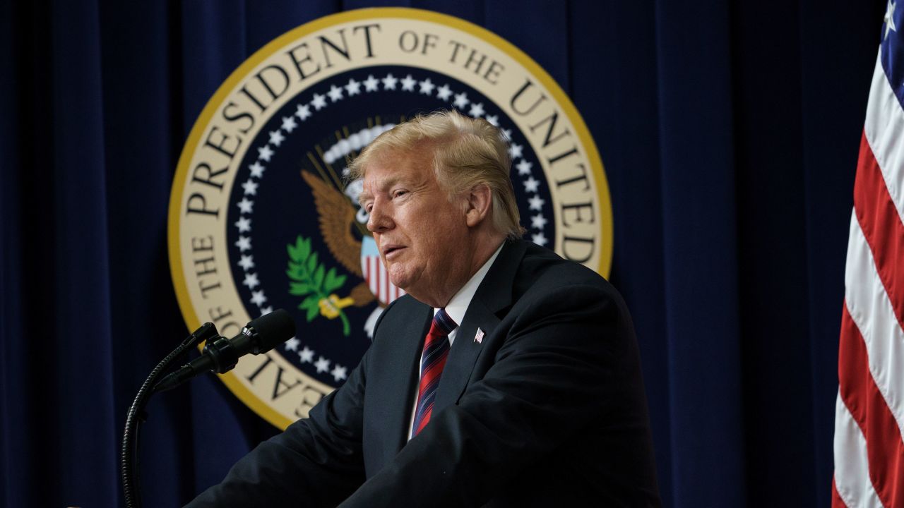 US President Donald Trump speaks to people from Hawaii, Alaska, and California during an event in the Eisenhower Executive Office Building on the White House campus October 23, 2018 in Washington, DC. (Photo by Brendan Smialowski / AFP)        (Photo credit should read BRENDAN SMIALOWSKI/AFP/Getty Images)