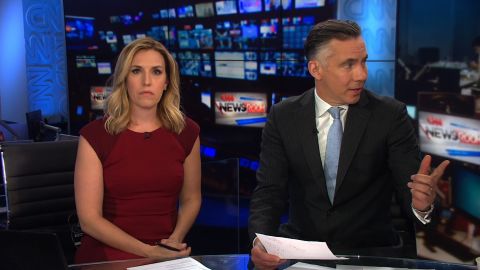 Poppy Harlow and Jim Sciutto on air moments before they were evacuated from CNN's New York newsroom