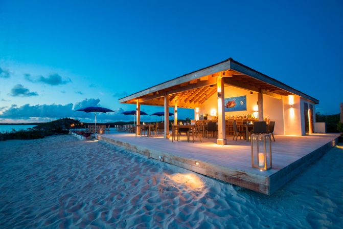 <strong>The Cove Restaurant + Beach Club: </strong>The Caicos Banks beach has an open-air restaurant and bar with gorgeous sunset views.
