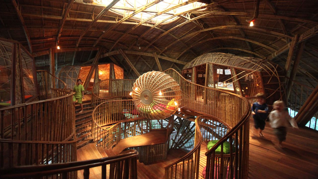 The Den is a manta ray-shaped bamboo playground. 