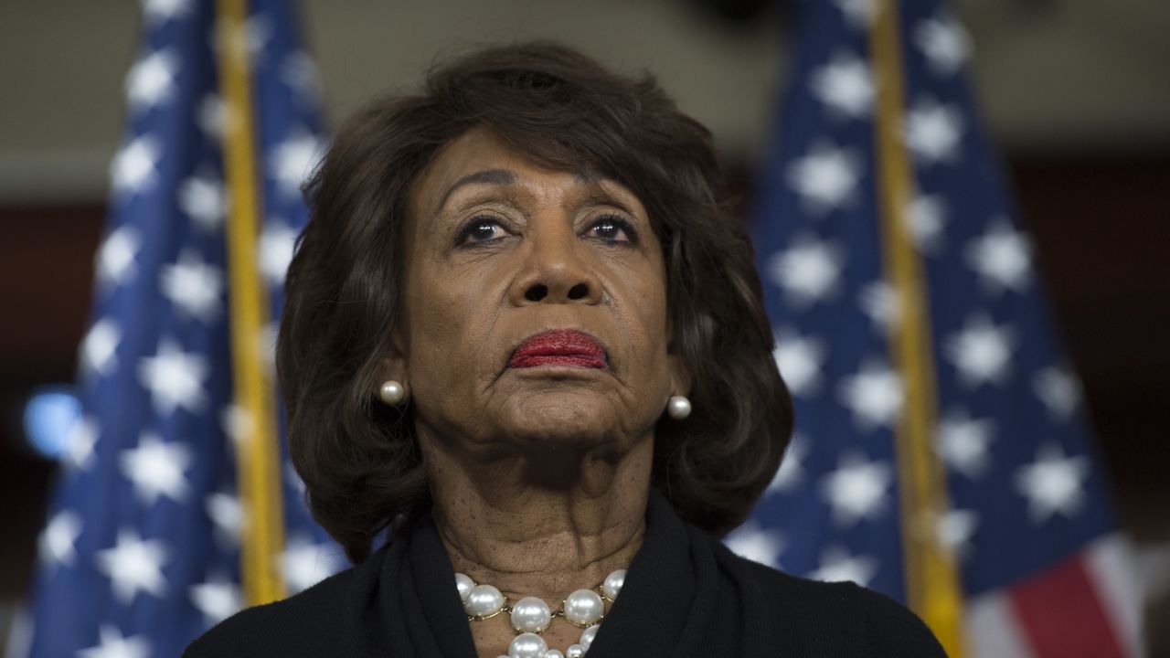 Rep. Maxine Waters, a California Democrat, looks on before speaking to reporters on Capitol Hill in Washington, DC in January. Waters will chair the House Financial Services Committee in January.
