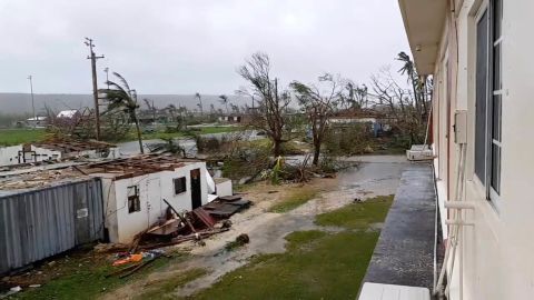 A view shows damages caused by Super Typhoon Yutu in Tinian, Northern Mariana Islands, October 25, 2018, in this still image taken from a video obtained from social media.