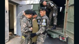 Soldiers remove military equipment from the Joint Security Area in the demilitarized zone that divides the two Koreas.