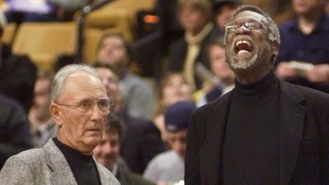Bob Cousy and Bill Russell in 1999 in Boston; the two recently reconnected.