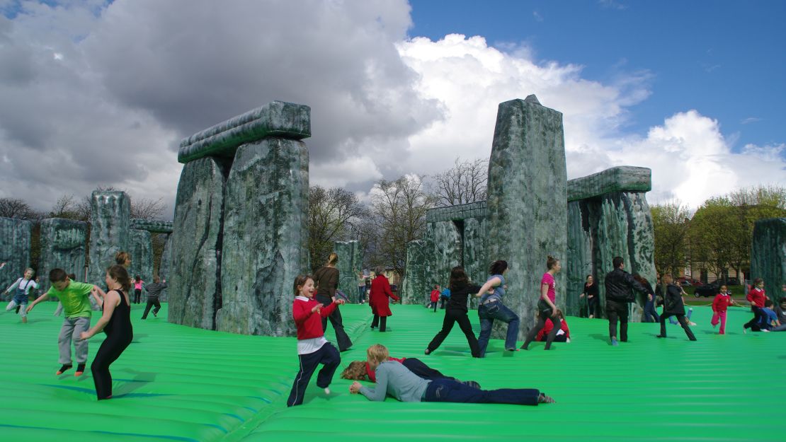 Jeremy Deller's inflatible replica, which has toured the country and is now at the Stonehenge site.