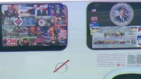 Video from CNN affiliate WPLG shows the exterior of the van that authorities confiscated after Cesar Sayoc's arrest.