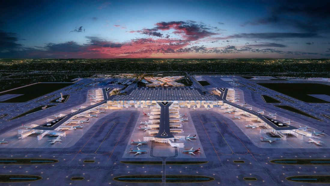 <strong>Opening soon: </strong>Istanbul's new airport officially opened on October 29, 2018. This image imagines what the airport might look like when it's fully functioning.