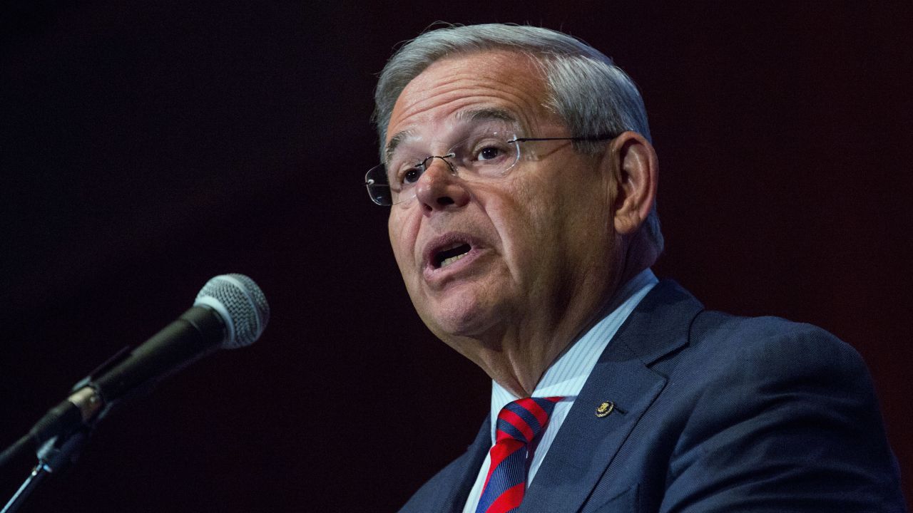 SOUTH ORANGE, NJ - AUGUST 18: U.S. Senator Bob Menendez (D-NJ) gives a speech announcing he will not support President Obama's Iran nuclear deal at Seton Hall University on August 18, 2015 in South Orange, New Jersey. Congress has until September 17 to approve or reject support of the multinational accord. (Photo by Andrew Burton/Getty Images)