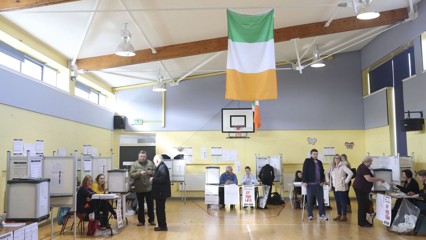 Voters cast their ballots Friday in the Irish presidential election and referendum in Castleknock in Dublin.