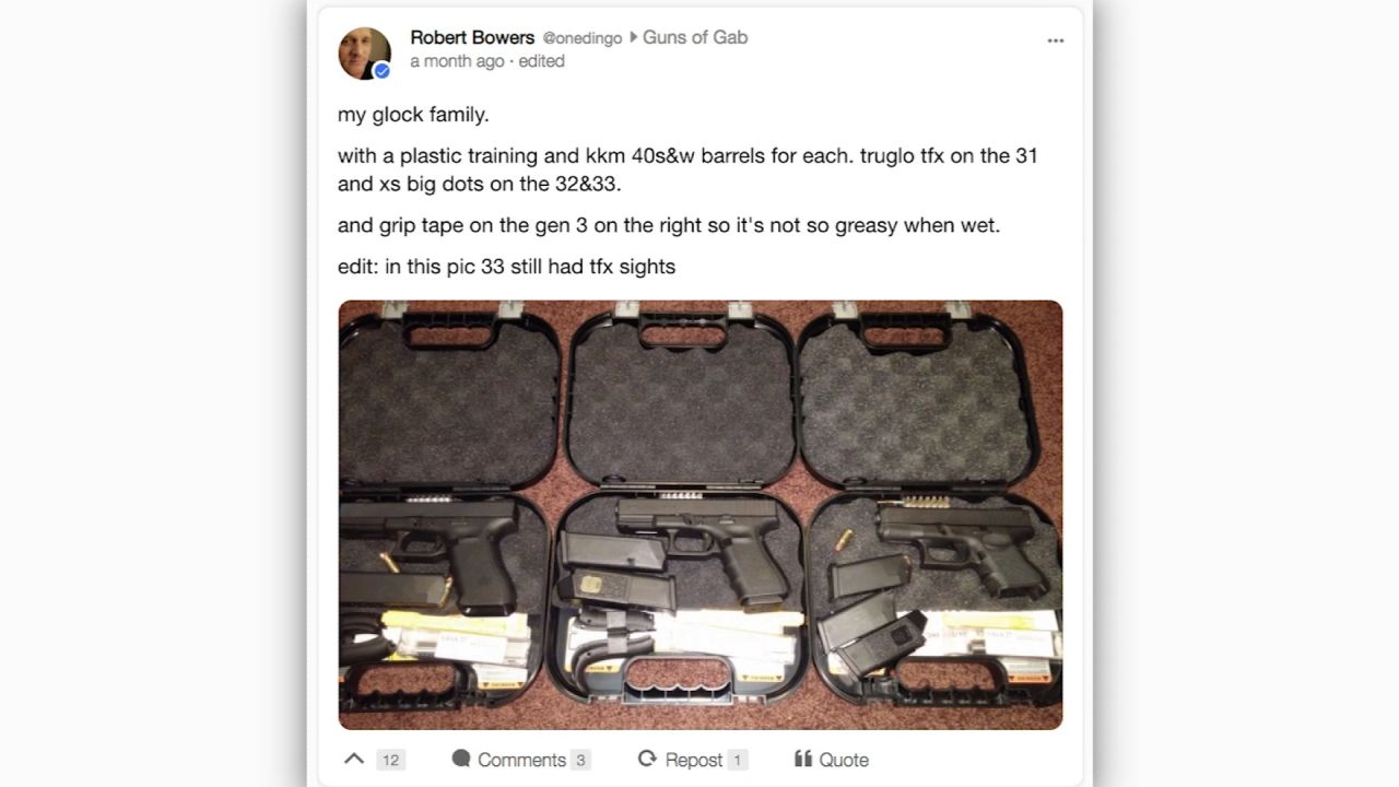 In recent weeks, Robert Bowers posted photos of his handgun collection on Gab, the social media site.