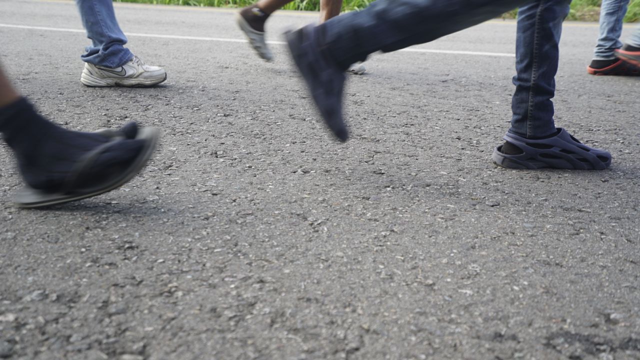 In the migrant caravan, the lucky ones manage to hitchhike. Others have to walk a marathon or more each day as they head to the United States.