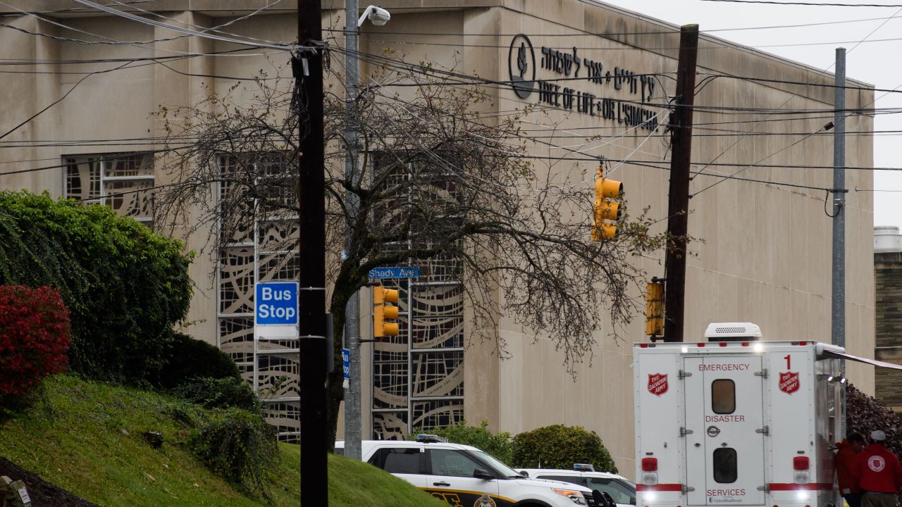 Tree of Life Synagogue in the Squirrel Hill neighborhood following the shoooting.