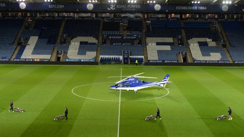 This file image shows the helicopter reportedly owned by Vichai Srivaddhanaprabha.