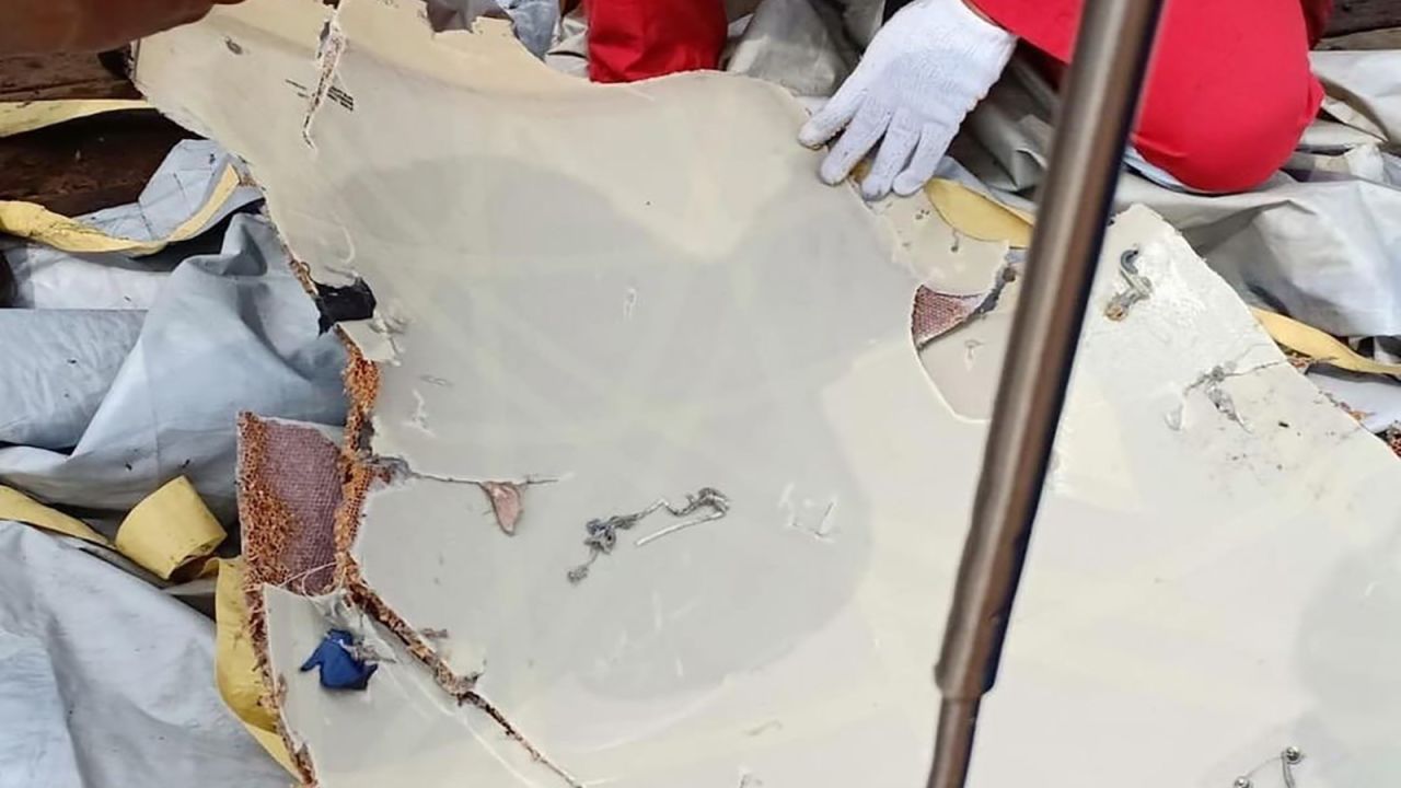 An image released by Indonesian rescue officials of debris pulled from the water.