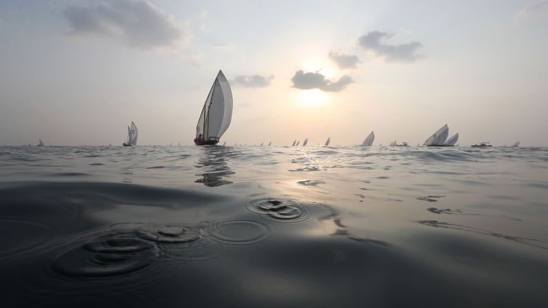Competitors take part in the Dalma Sailing Festival off the Emirati island of Dalma on Thursday, October 25.