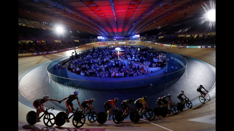 Cyclists race in London during the 1878 Cup on Thursday, October 25.