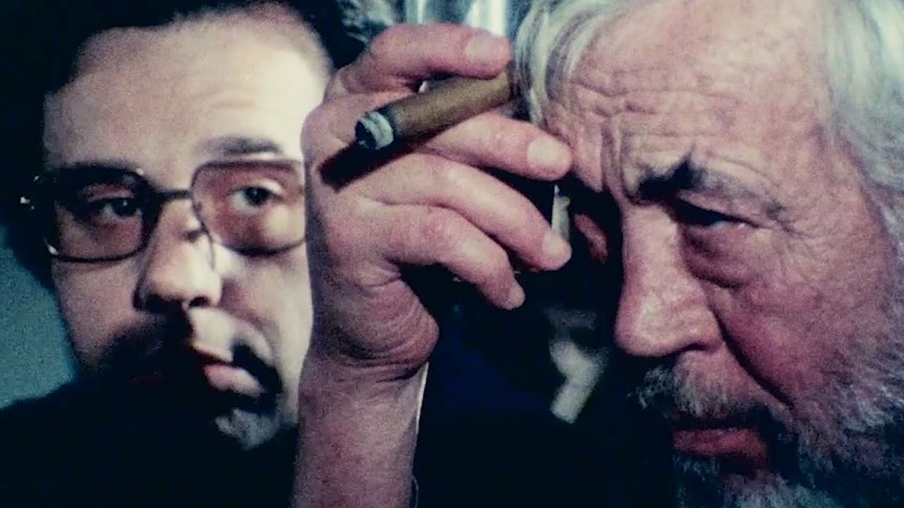 Peter Bogdanovich, John Huston in Orson Welles' 'The Other Side Of The Wind'