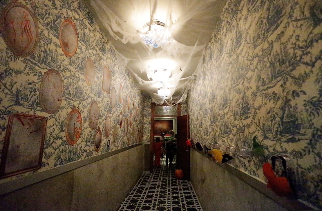 Haunted house hallways can be designed to make people feel uncomfortable.