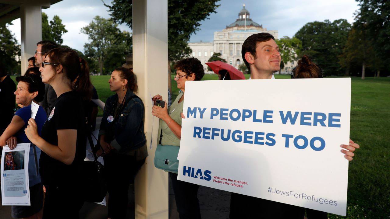 In 2017, HIAS protesters in Washington demanded more refugees be allowed into the US.