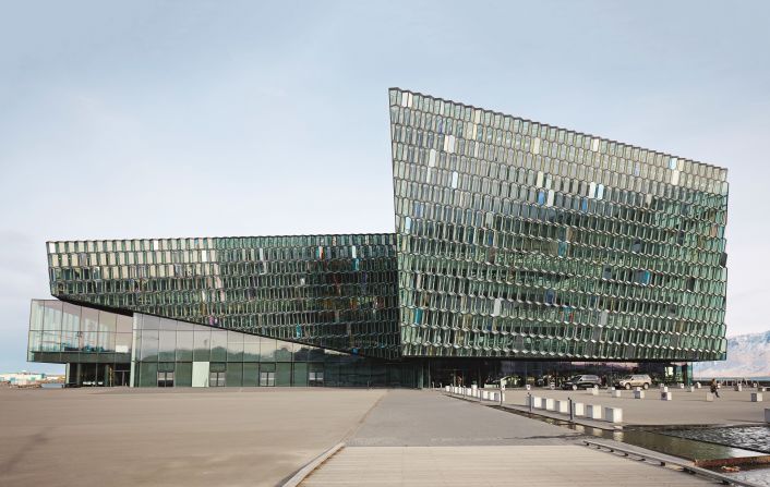 The facade of the Harpa Concert Hall in Reykjavik, one of Eliasson's architectural projects.