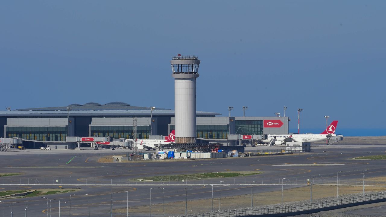 Planes on the tarmac at Istanbul Airport on October 29, ahead of the inauguration.