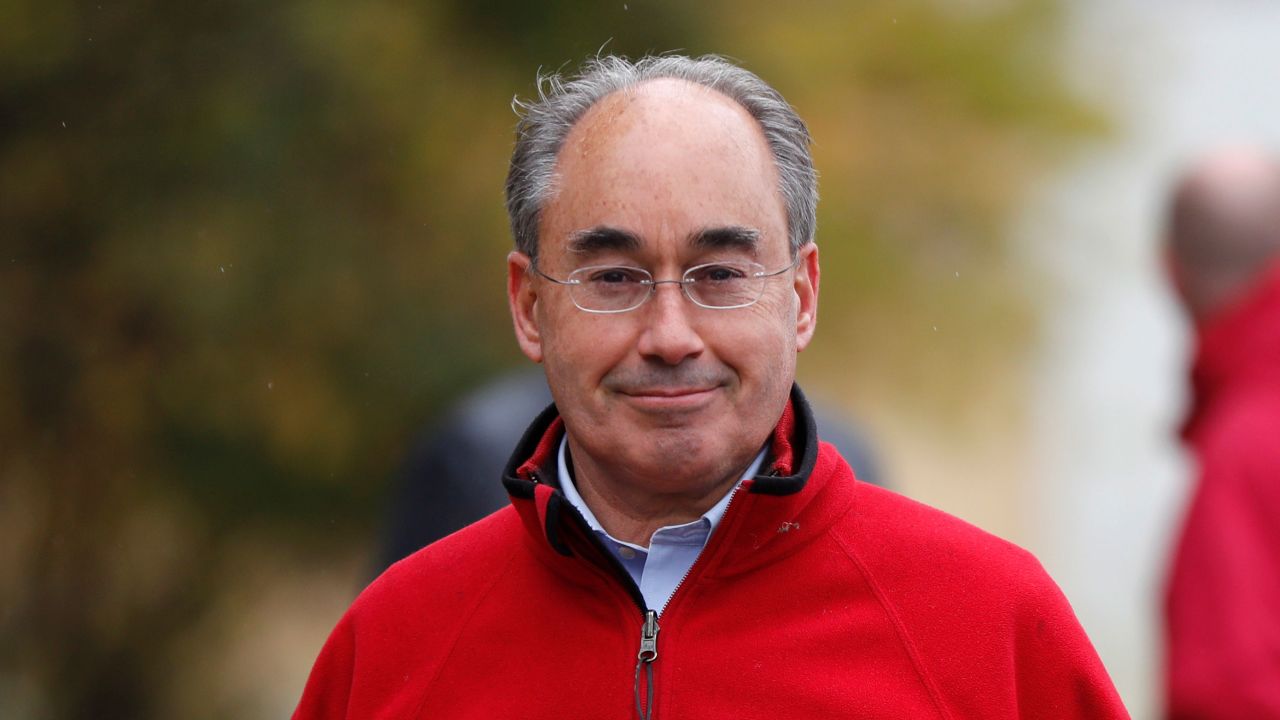 U.S. Rep. Bruce Poliquin, R-Maine, finishes a tour of the ND Paper mill during a campaign stop Wednesday, Oct. 24, 2018, in Old Town, Maine. Poliquin's re-election effort is being challenged by Democratic State Rep. Jared Golden. 