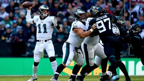 Carson Wentz has a career-best 70.7 completion percentage rate this season, but he's been under pressure, having been sacked 21 times in six games.