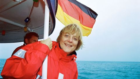 Merkel spends part of her summer in Langballig, Germany, in 2002.